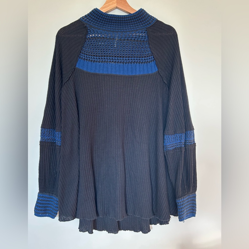 Free People Black and Blue Open Knit Sweater
